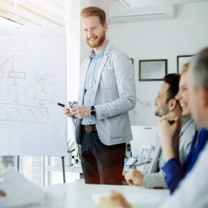 man speaking next to a