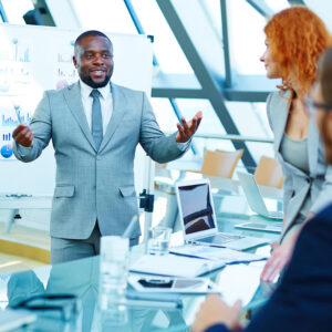 executive speaking to a team